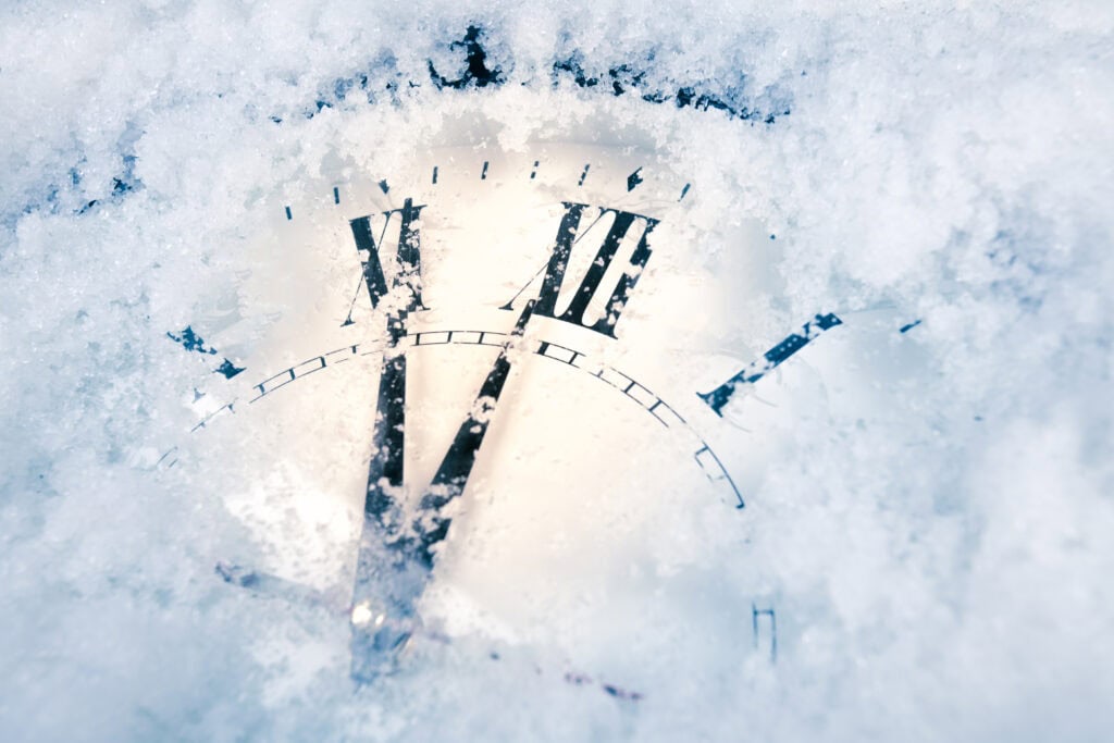 Clock in the snow
